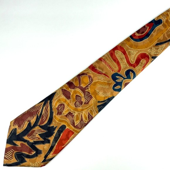 Lou Myles Designer Light Copper Brown Abstract 100% Silk Tie Hand Made in Italy - Picture 5 of 10